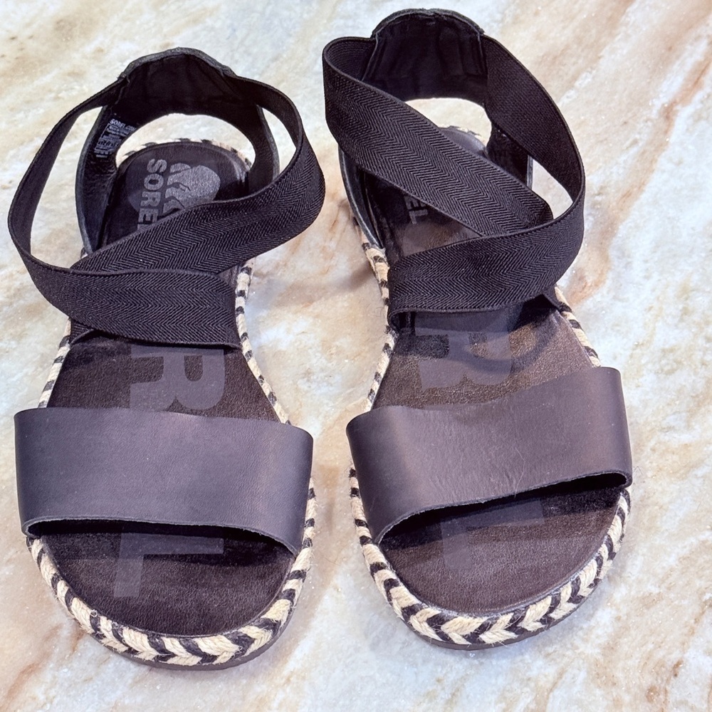 Women’s SOREL Ella II Black leather sandals- Size 8 - Picture 2 of 9